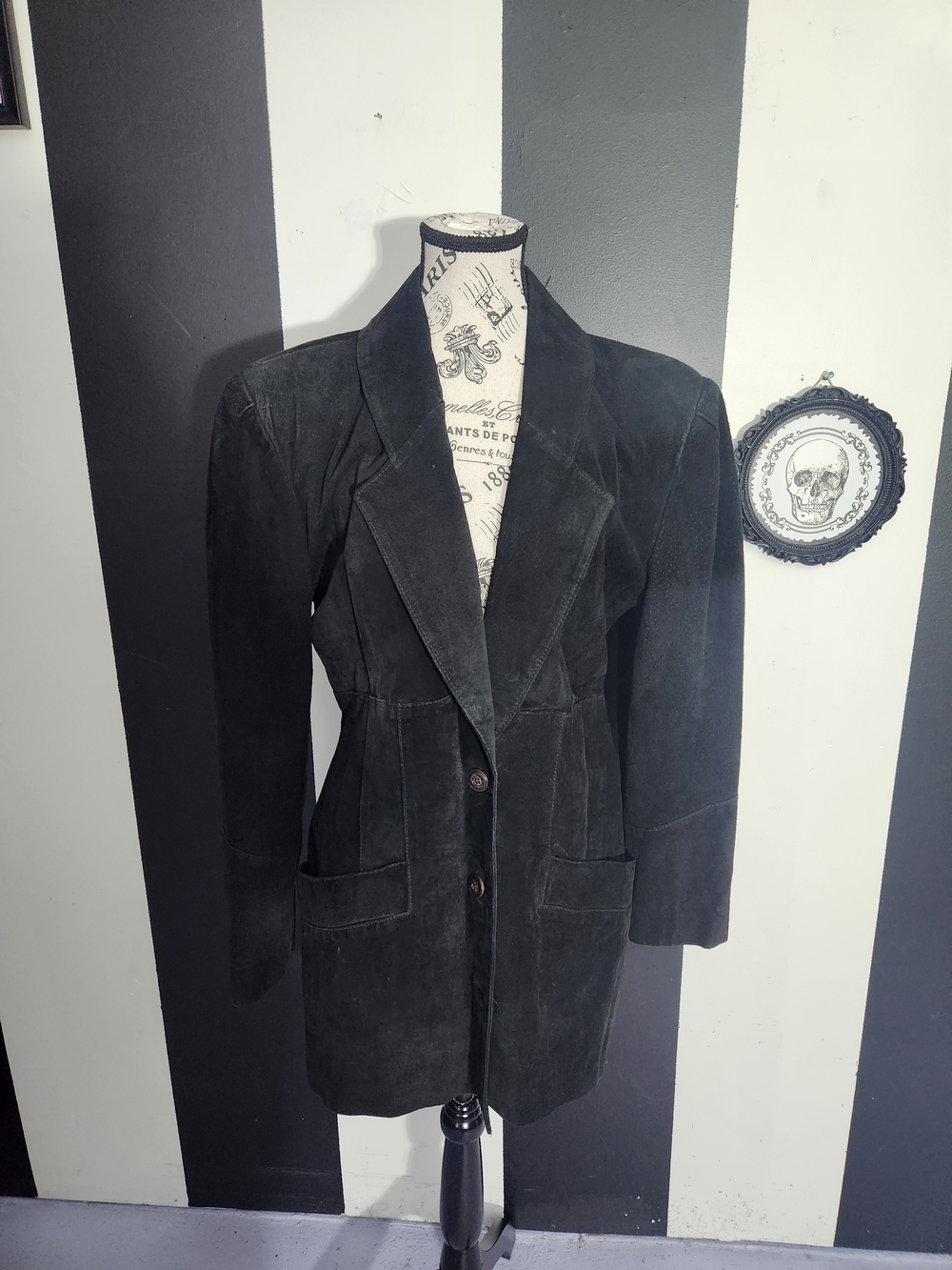 Vintage Black Suede Trench Coat - Picture 2 of 4